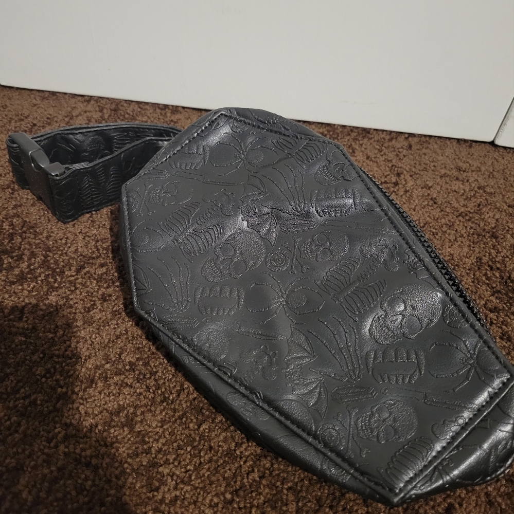 Kreepsville adjustable embossed coffin bum bag crossbody